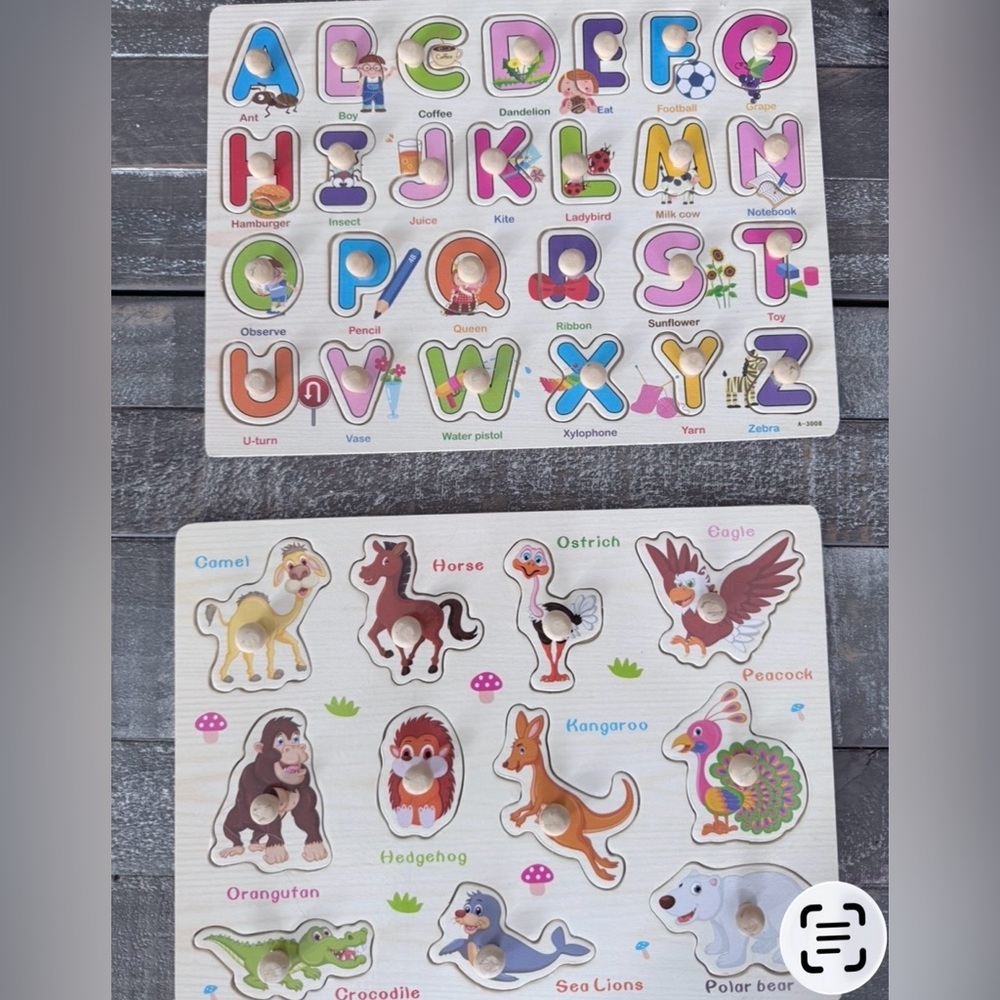 Colorful Alphabet and Animal Wooden Puzzle Set